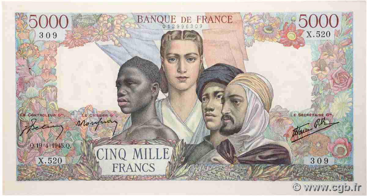 5000 Francs EMPIRE FRANÇAIS FRANCE 1945 F.47.22 TTB