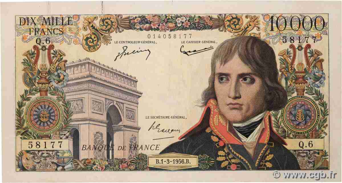 10000 Francs BONAPARTE FRANCE 1956 F.51.02 pr.TTB