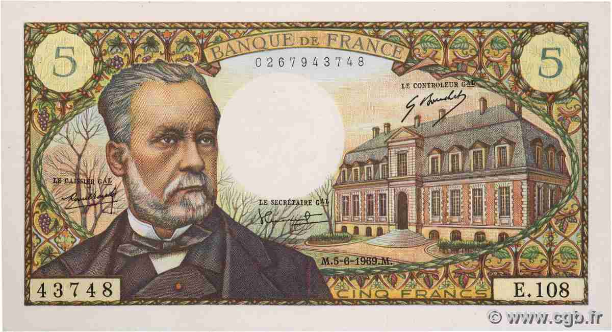 5 Francs PASTEUR FRANCE 1969 F.61.10 SUP