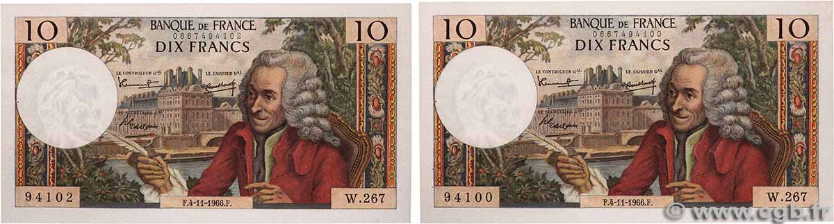 10 Francs VOLTAIRE Lot FRANCE 1966 F.62.23 SUP+
