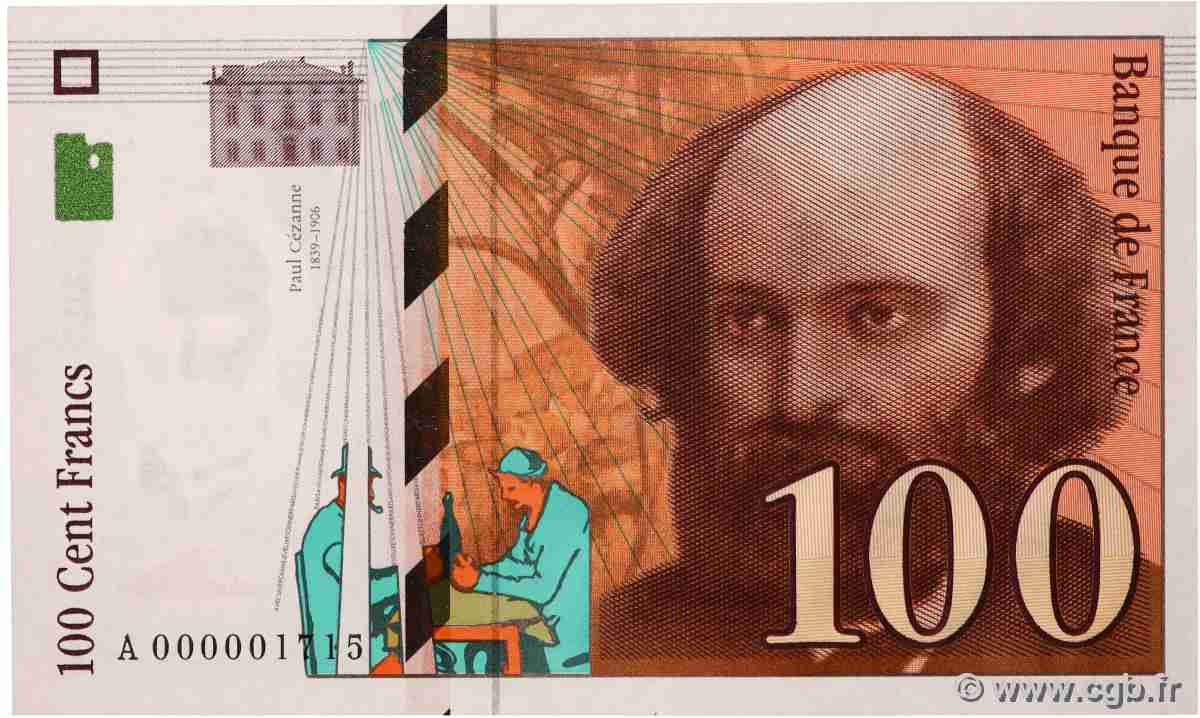 100 Francs CÉZANNE Petit numéro FRANCE 1997 F.74.01A pr.NEUF