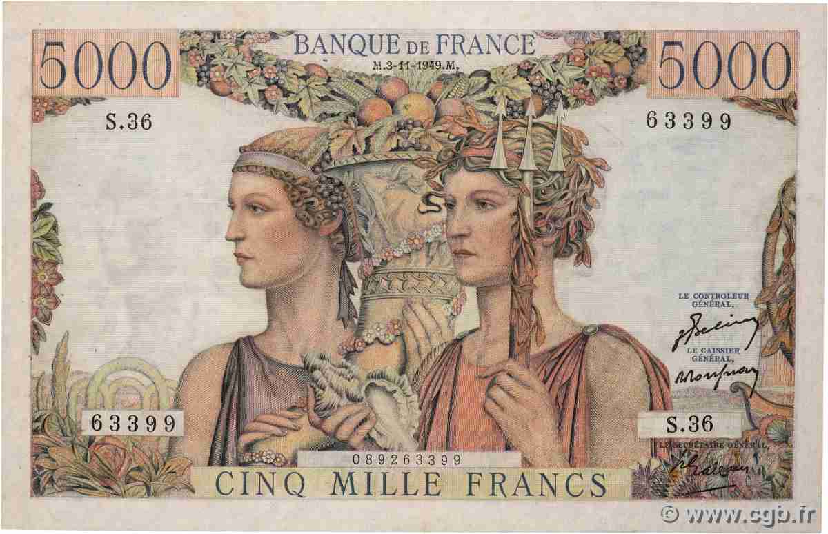 5000 Francs TERRE ET MER FRANCE 1949 F.48.02 TTB