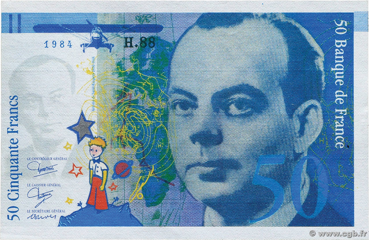 50 Francs SAINT-EXUPÉRY Épreuve FRANCE 1984 NE.1989 NEUF