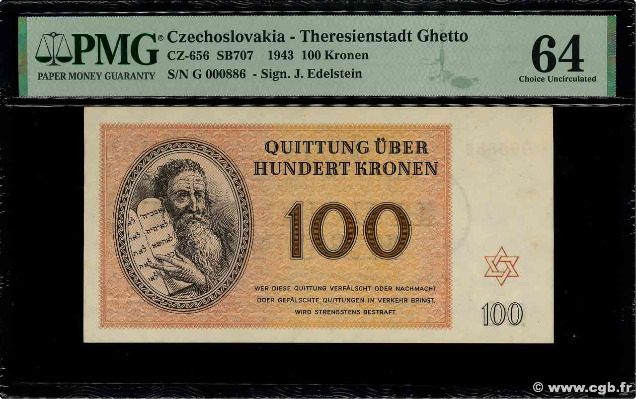 100 Kronen ISRAËL Terezin / Theresienstadt 1943 WW II.707 NEUF