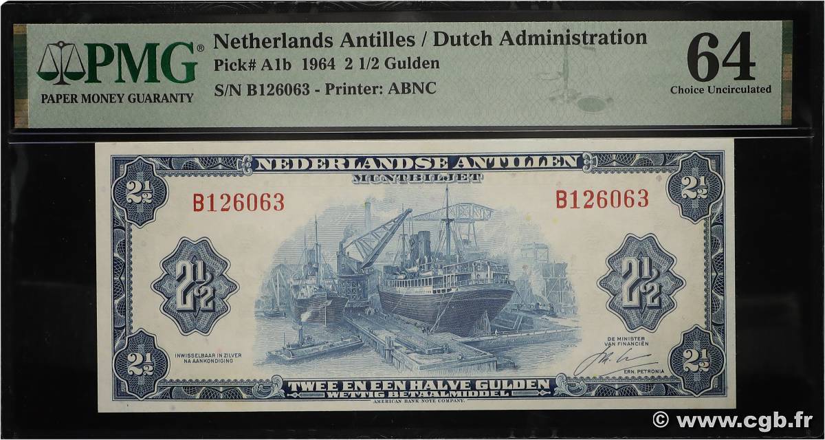 2,5 Gulden ANTILLES NÉERLANDAISES  1964 P.A01b pr.NEUF