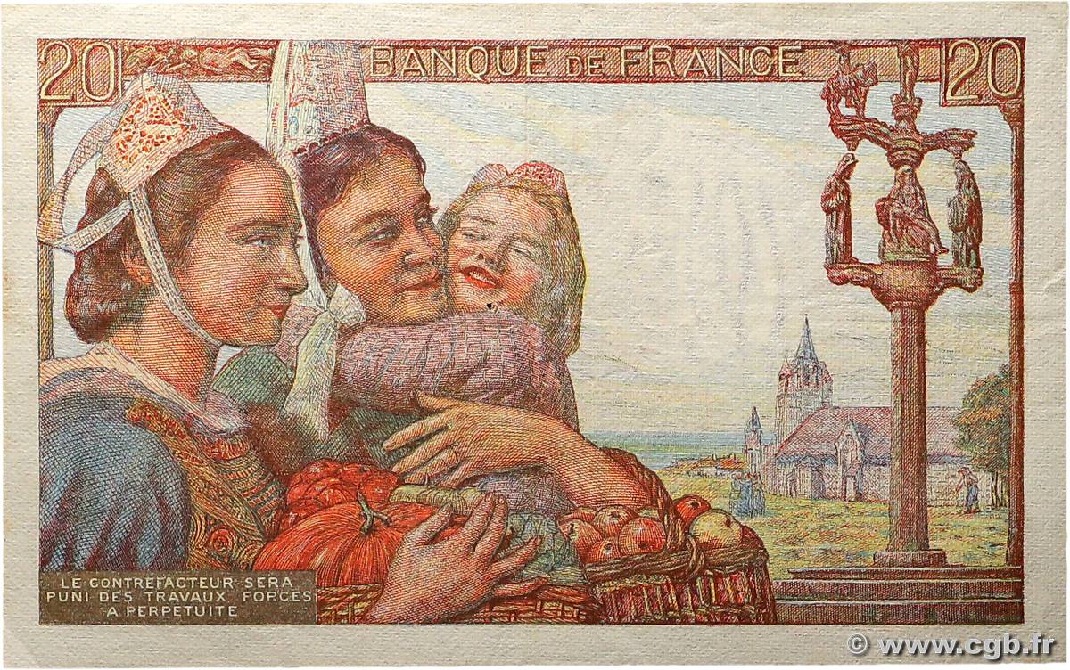 20 Francs PÊCHEUR FRANCE 1942 F.13.01 TB