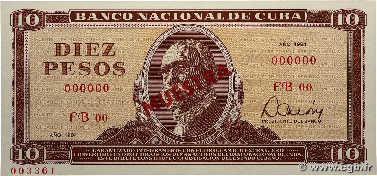 10 Pesos Spécimen CUBA 1984 P.104cs UNC