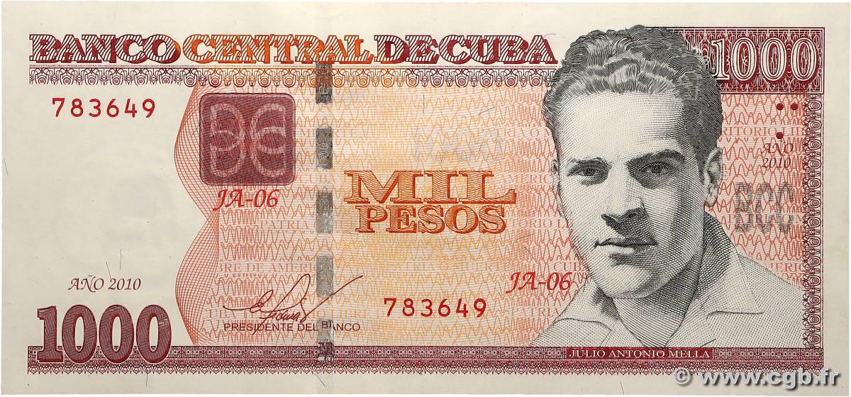 1000 Pesos CUBA 2010 P.132a UNC-