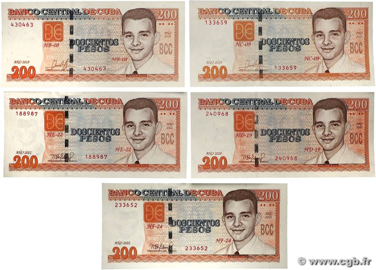 200 Pesos Lot CUBA 2018 P.130 SC+