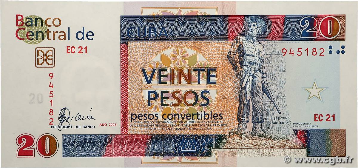 20 Pesos CUBA  2008 P.FX50 pr.NEUF