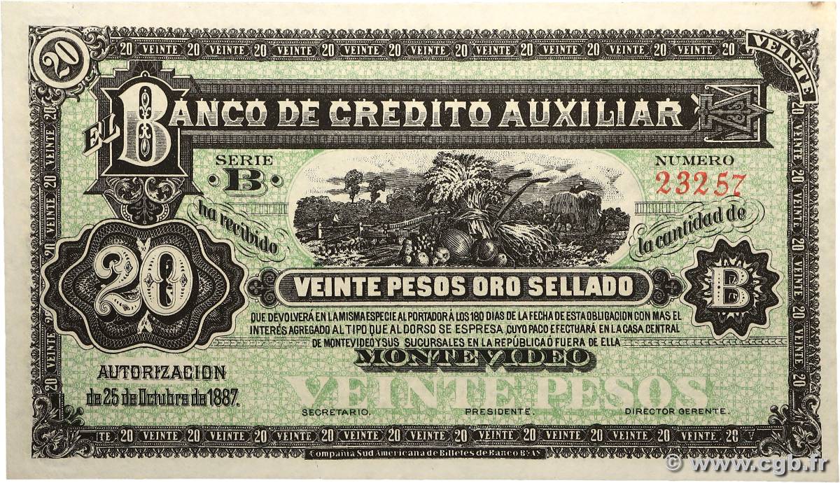 20 Pesos Non émis URUGUAY 1887 PS.164r pr.NEUF