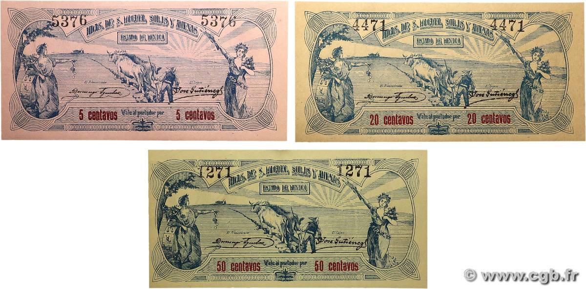 5, 20 et 50 Centavos Lot MEXIQUE  1915 P.- NEUF