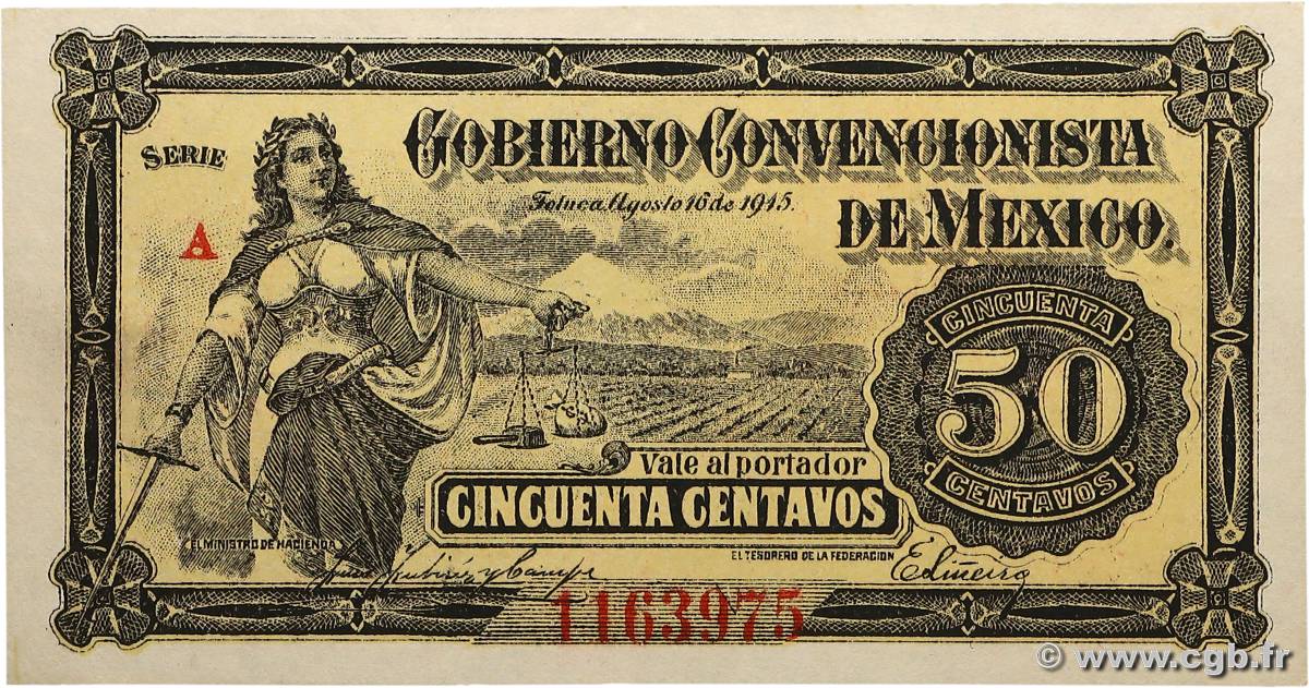 50 Centavos MEXIQUE Toluca 1915 PS.0882 pr.NEUF