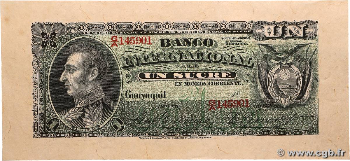 1 Sucre ECUADOR  1886 PS.172 UNC-