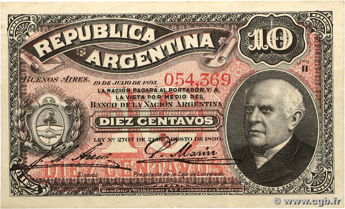 10 Centavos ARGENTINE  1895 P.228a SUP