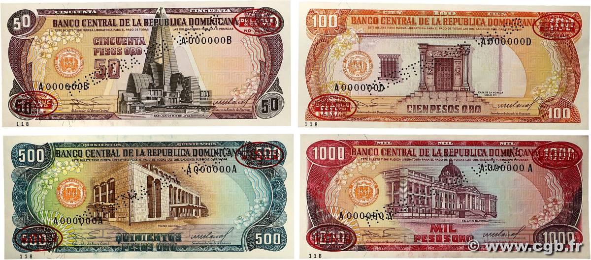 50 au 1000 Pesos Oro Lot RÉPUBLIQUE DOMINICAINE 1985 P.121bs2 au P.124bs NEUF