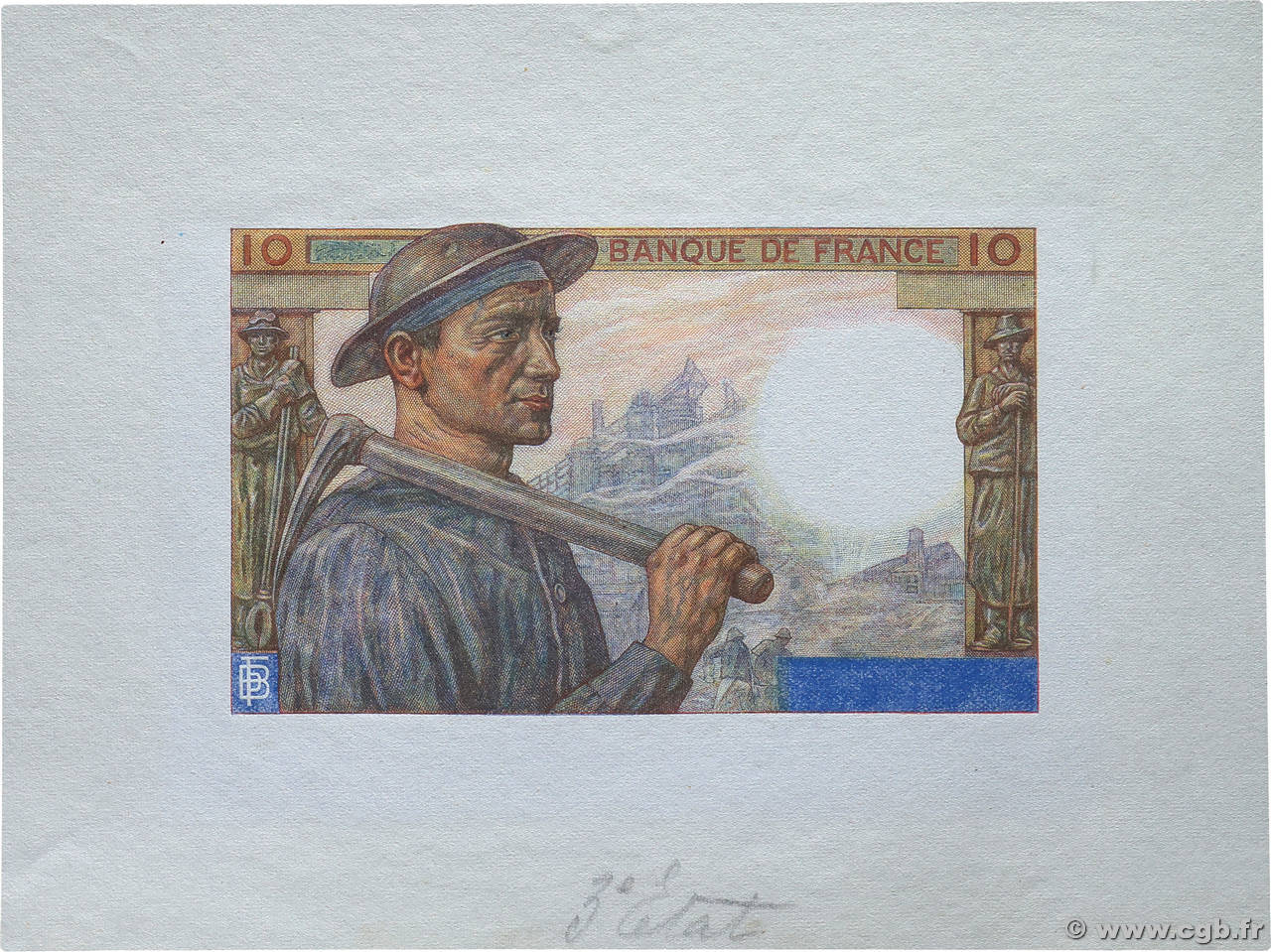 10 Francs MINEUR Épreuve FRANCE 1941 F.08.00e NEUF