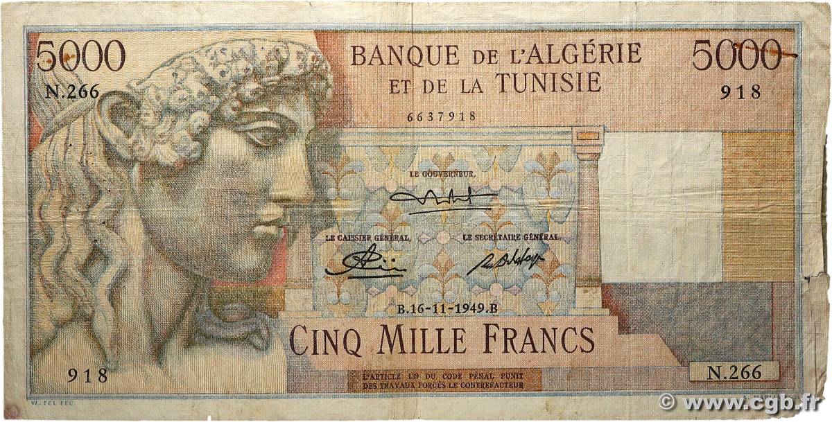 5000 Francs ALGÉRIE 1949 P.109a B+