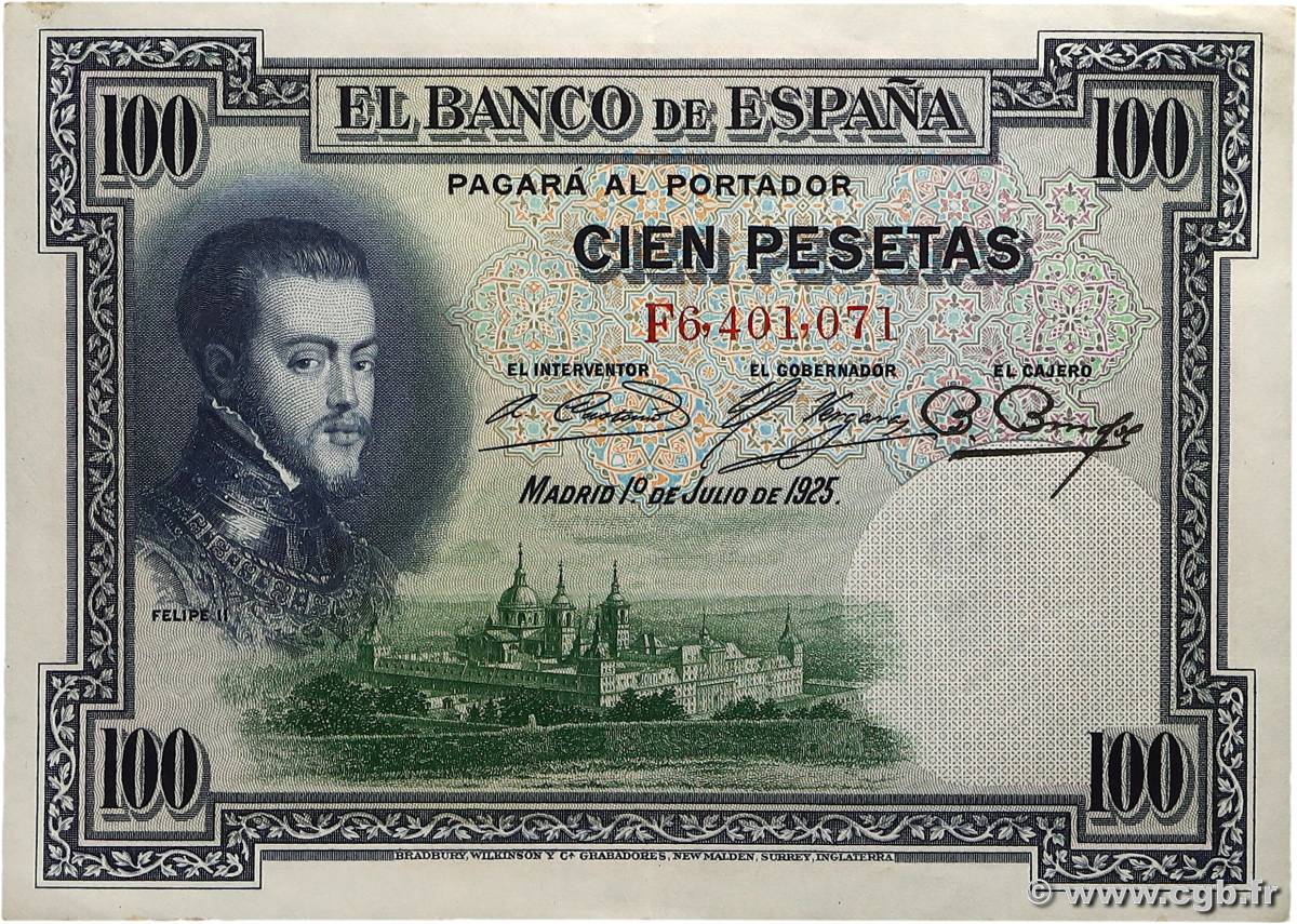 100 Pesetas ESPAGNE 1925 P.069c SUP+