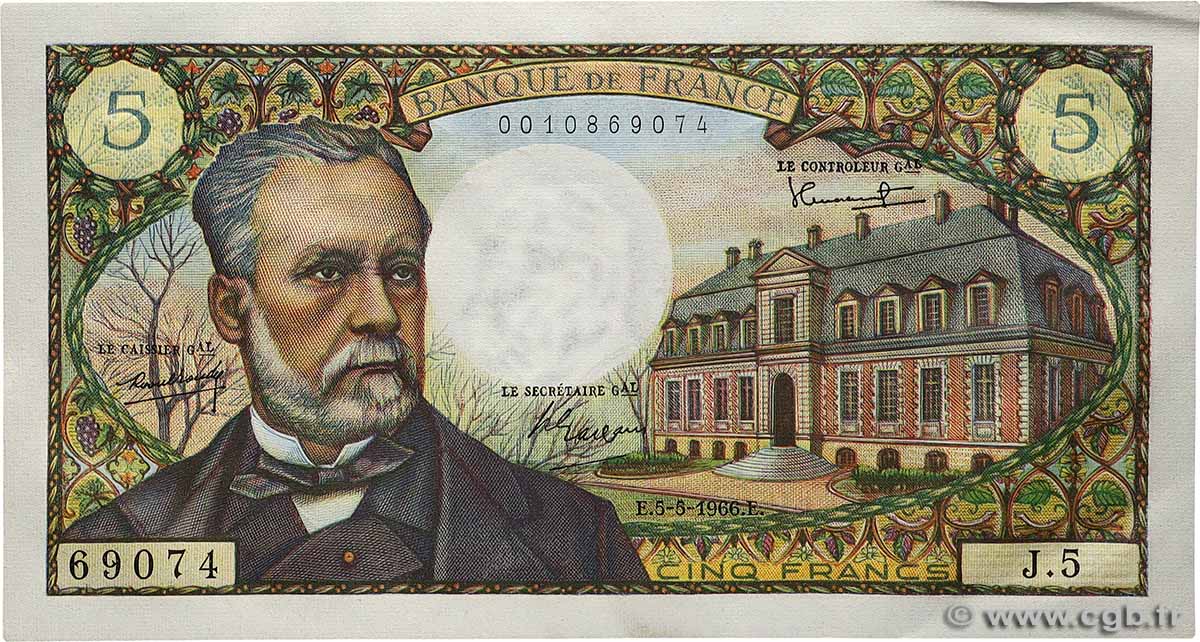 5 Francs PASTEUR FRANCE 1966 F.61.01 UNC-