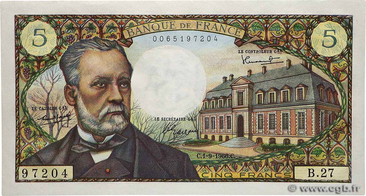 5 Francs PASTEUR FRANCE 1966 F.61.03 pr.NEUF