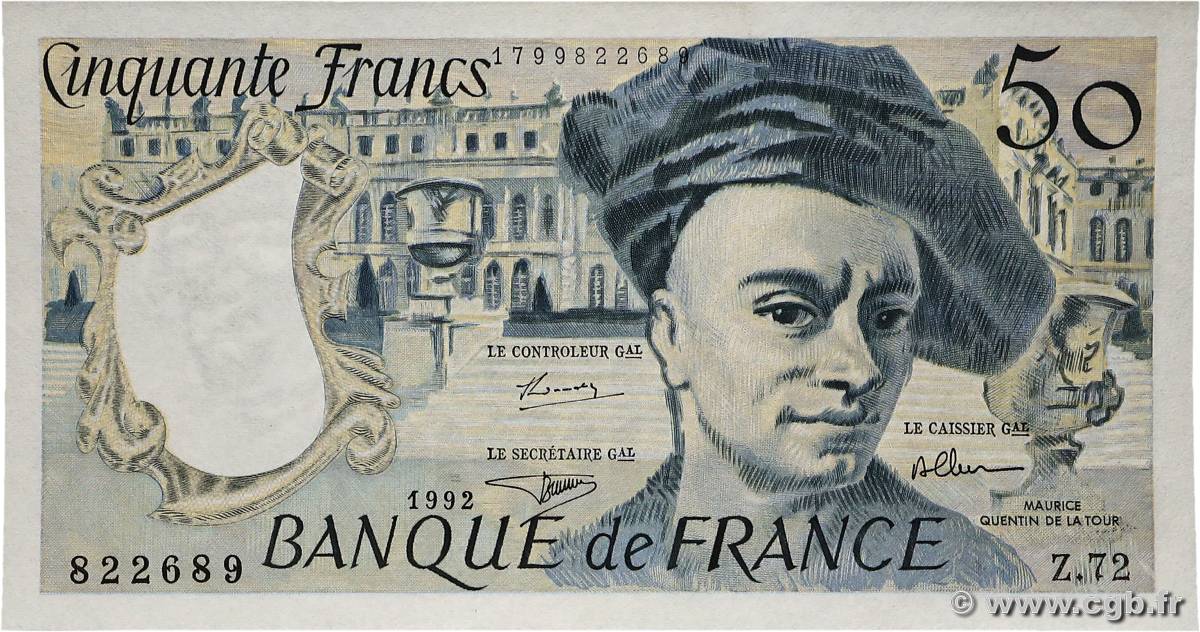 50 Francs QUENTIN DE LA TOUR FRANKREICH 1992 F.67.18 ST