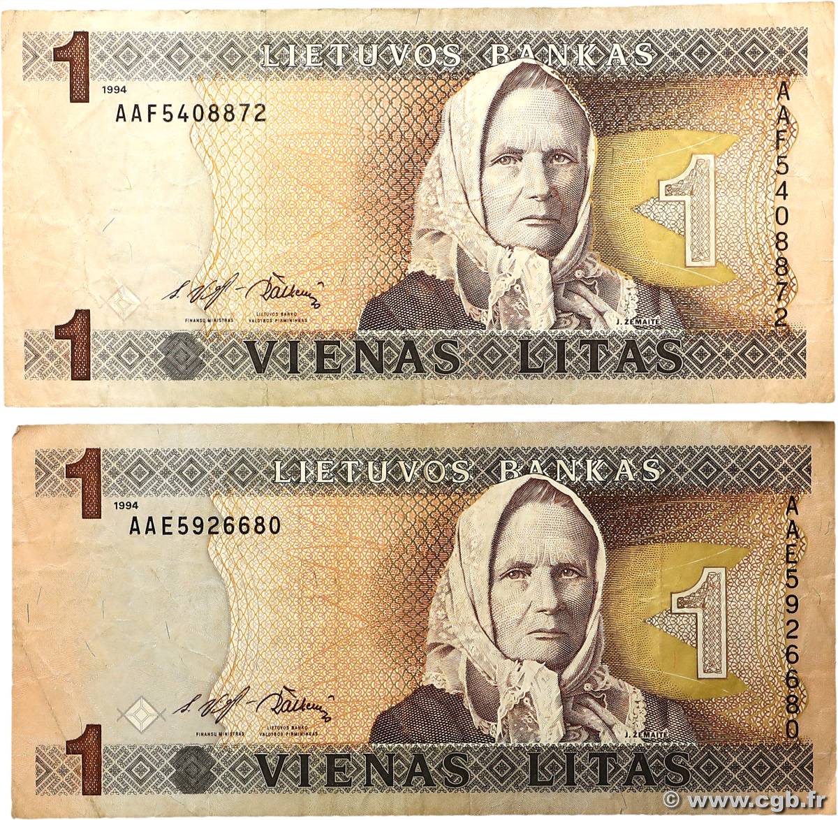 1 Litas Lot LITUANIA 1994 P.53a BC
