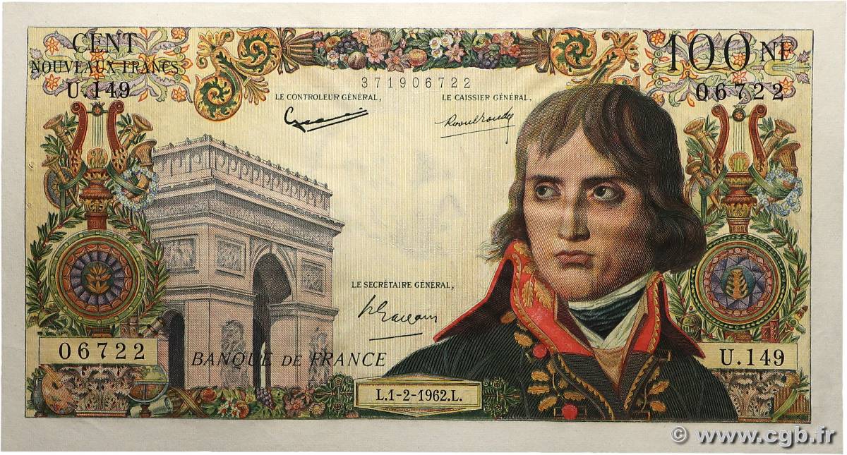 100 Nouveaux Francs BONAPARTE FRANCE  1962 F.59.13 SUP+
