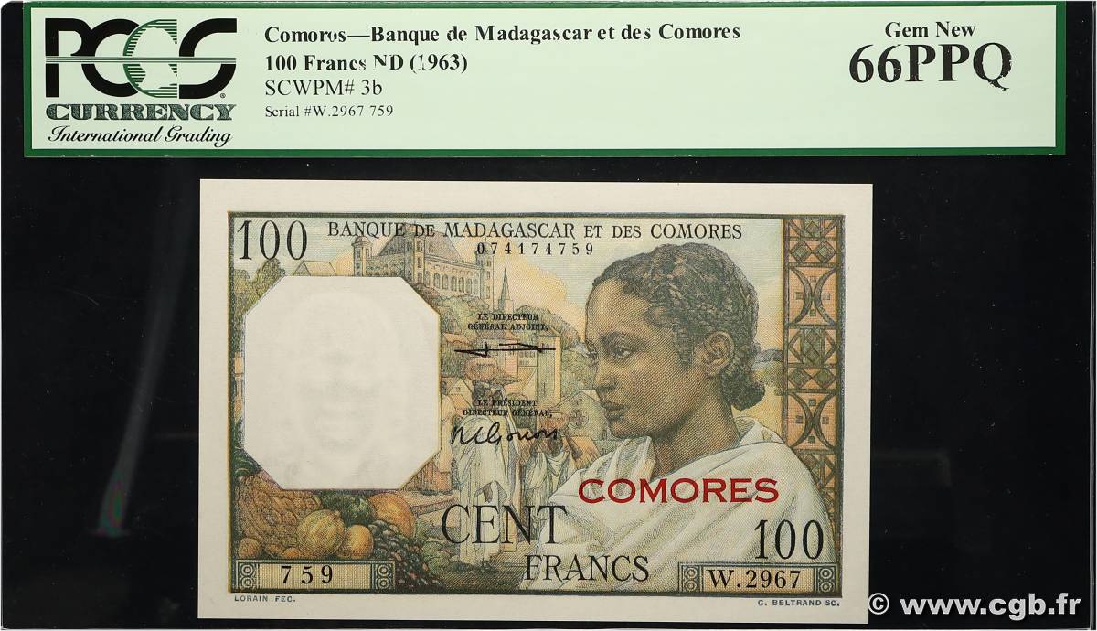 100 Francs COMORES  1963 P.03b2 NEUF