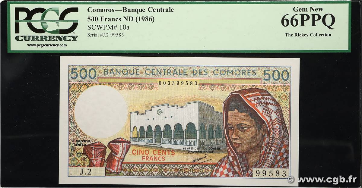 500 Francs COMORES  1986 P.10a2 NEUF
