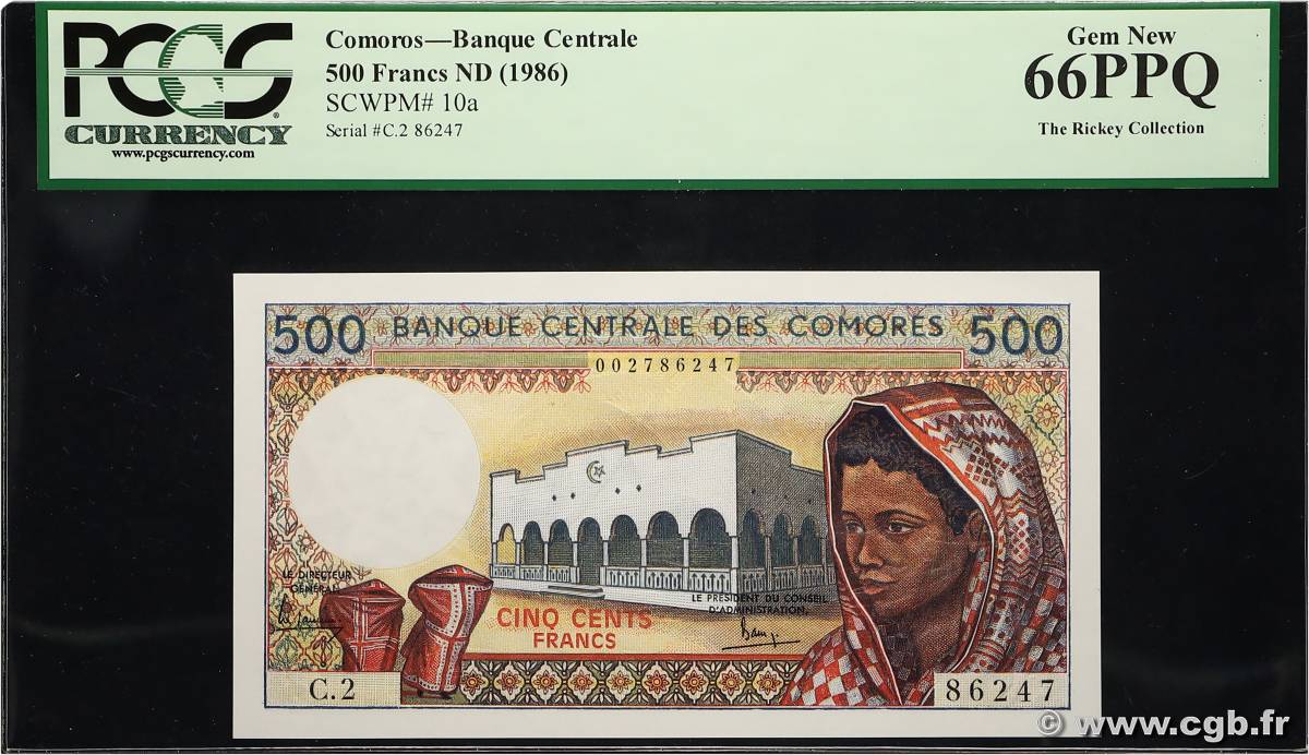 500 Francs COMOROS  1986 P.10a1 UNC