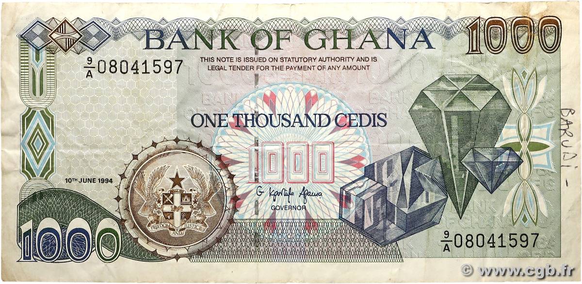 1000 Cedis GHANA 1994 P.29b pr.TTB