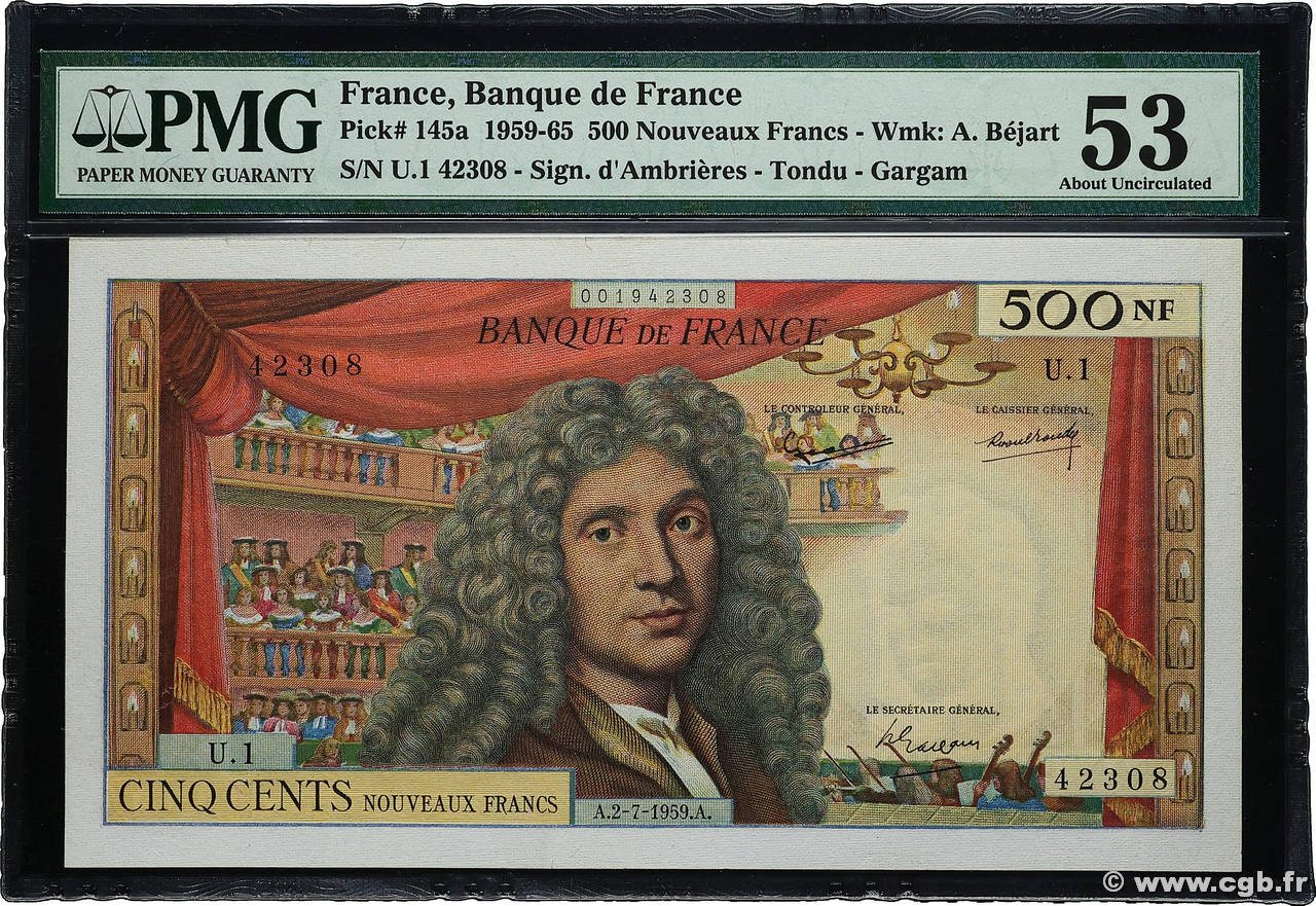 500 Nouveaux Francs MOLIÈRE FRANCE 1959 F.60.01 SUP+