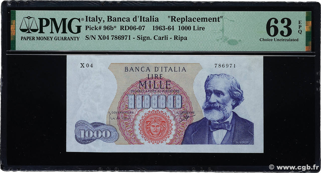 1000 Lire Remplacement ITALIE 1963 P.096b pr.NEUF