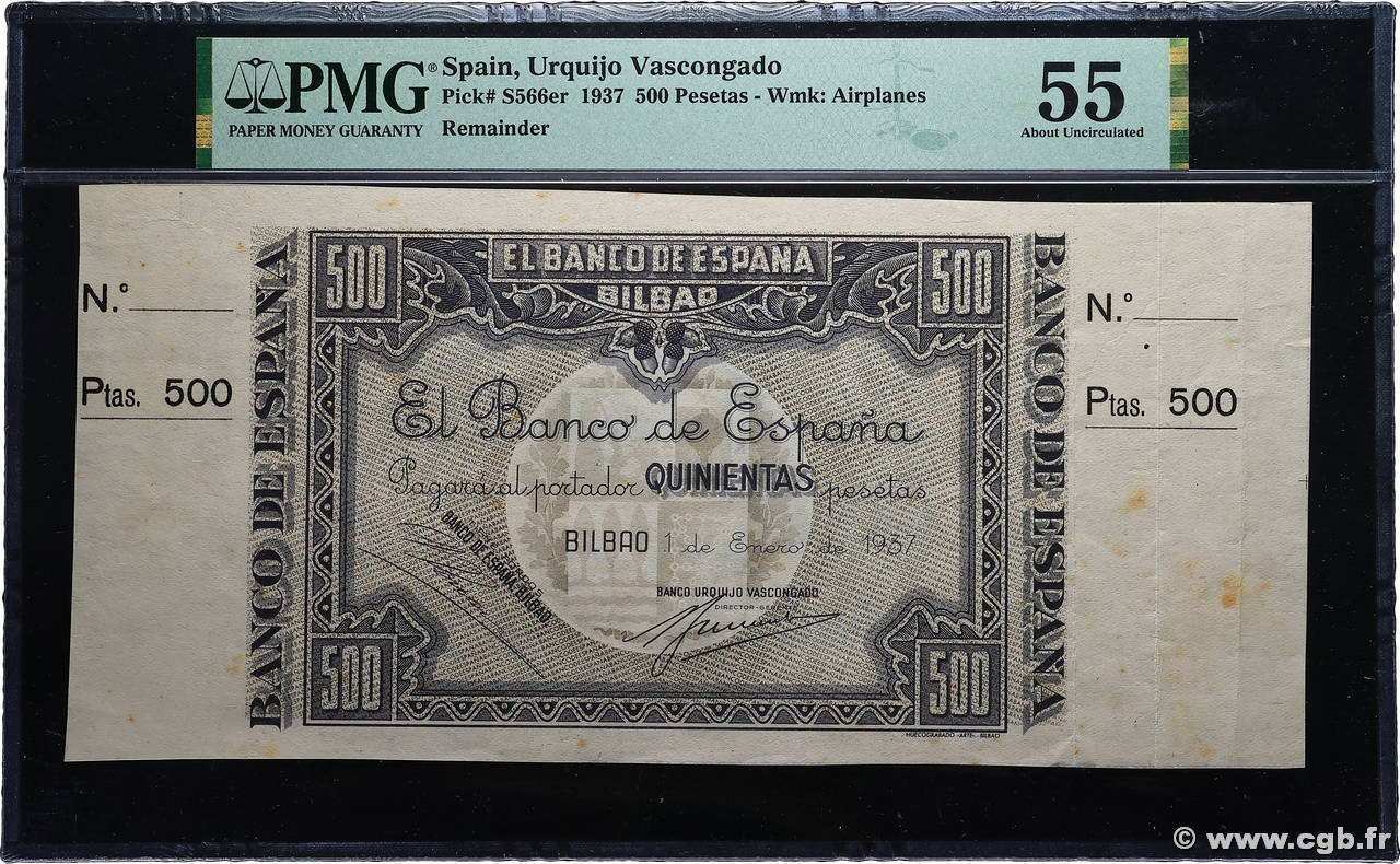 500 Pesetas ESPAGNE Bilbao 1937 PS.566a-er SPL