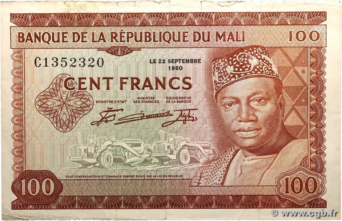 100 Francs MALI 1960 P.07a TTB