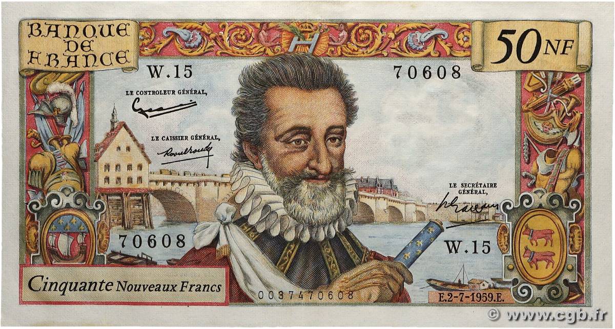 50 Nouveaux Francs HENRI IV FRANCIA 1959 F.58.02 SPL