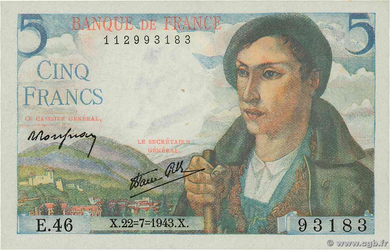 5 Francs BERGER FRANCIA 1943 F.05.02 FDC