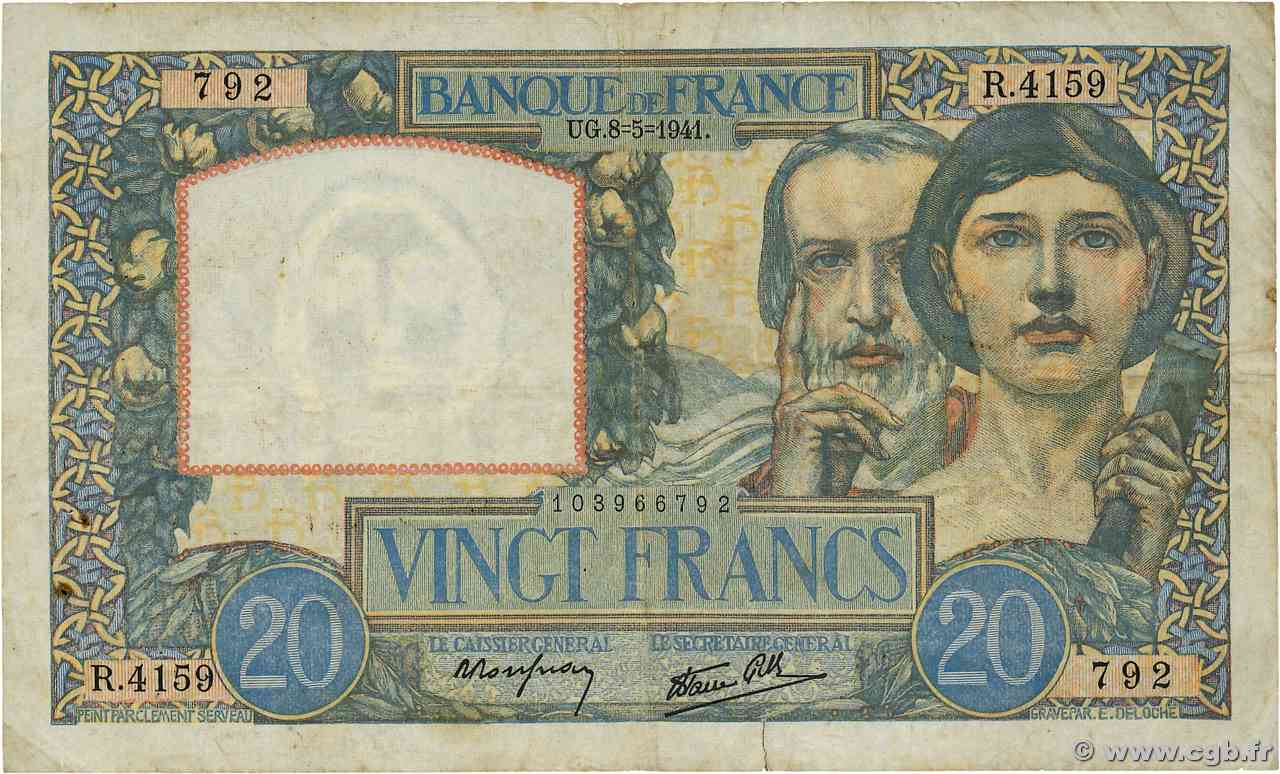 20 Francs TRAVAIL ET SCIENCE FRANCIA 1941 F.12.14 q.BB