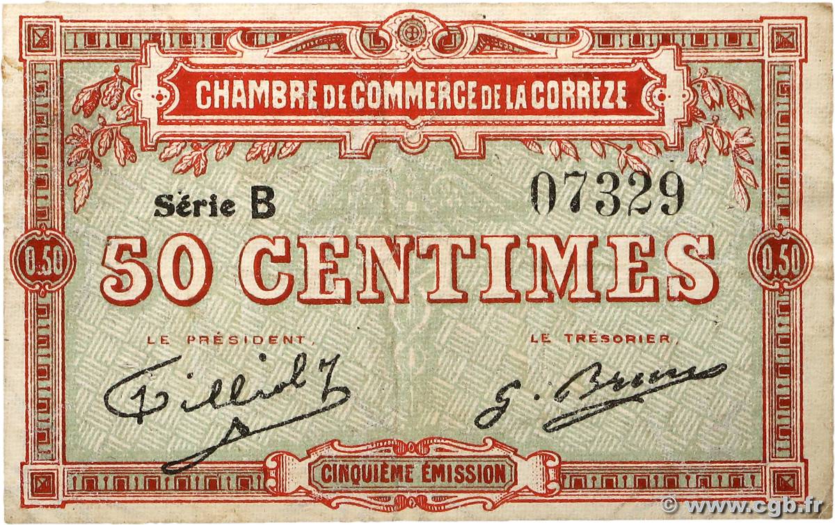 50 Centimes FRANCE régionalisme et divers Corrèze 1915 JP.051.09 TTB