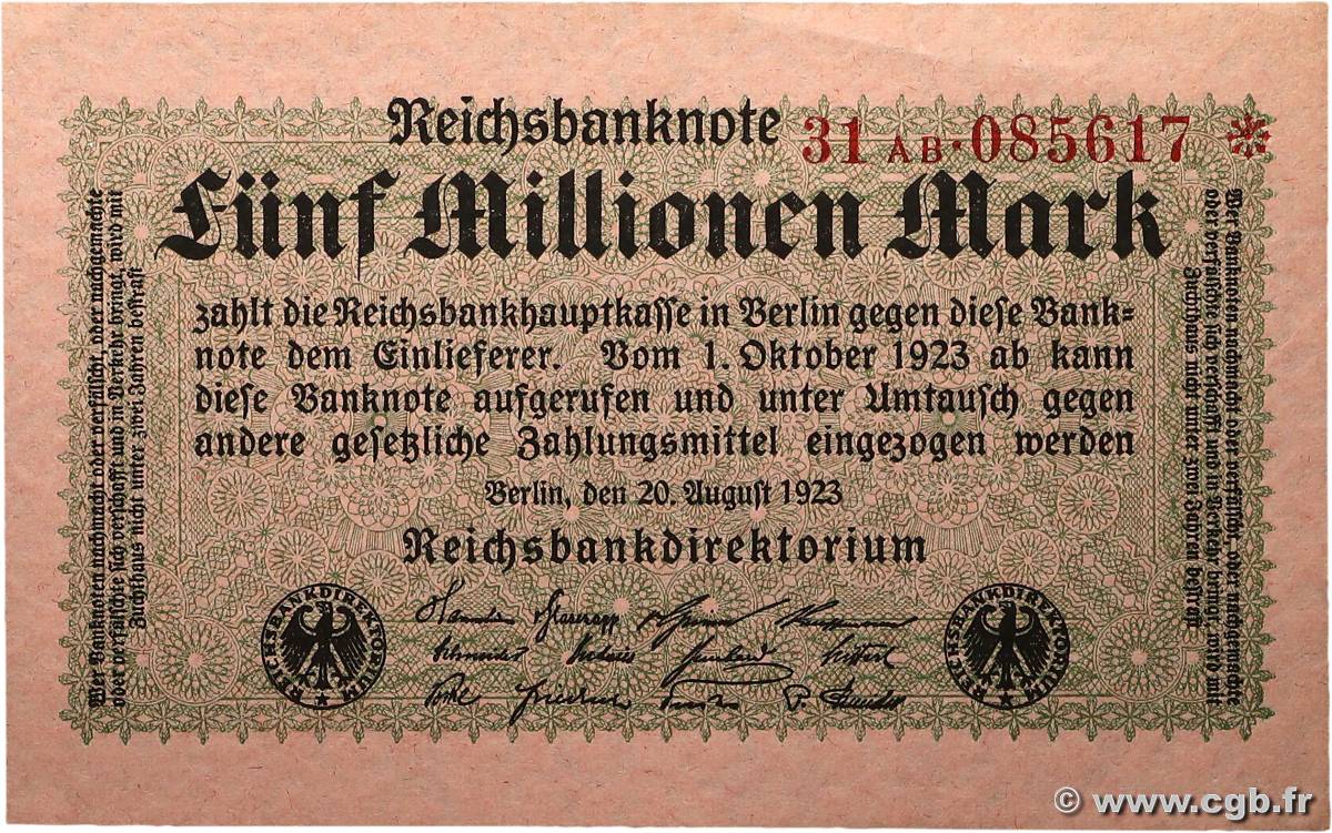 5 Millionen Mark ALLEMAGNE 1923 P.105 SPL+