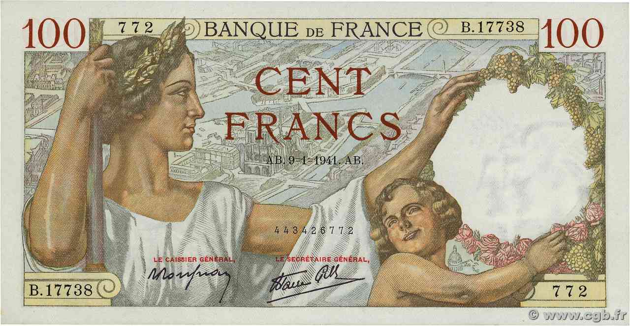 100 Francs SULLY FRANCIA 1941 F.26.44 FDC