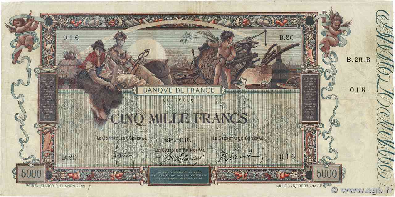 5000 Francs FLAMENG FRANCIA 1918 F.43.01 q.BB