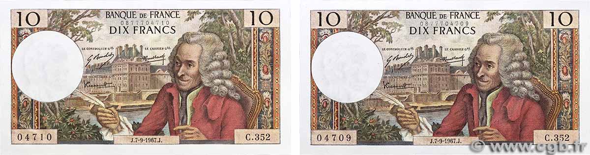 10 Francs VOLTAIRE Consécutifs FRANCE 1967 F.62.28 UNC