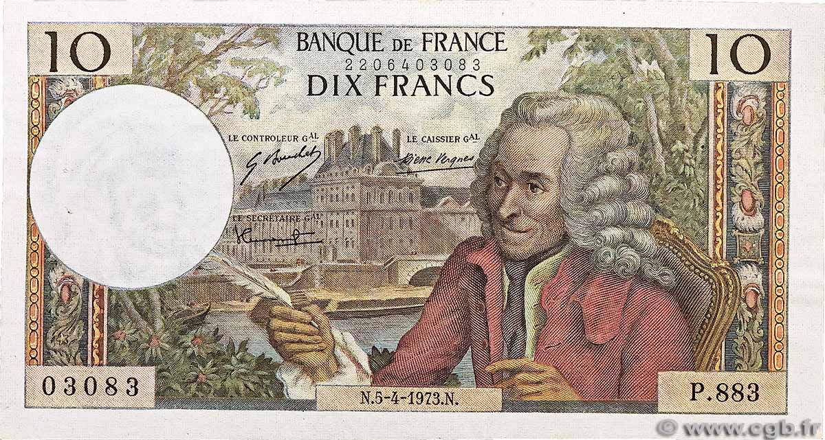 10 Francs VOLTAIRE FRANCE 1973 F.62.61 XF+