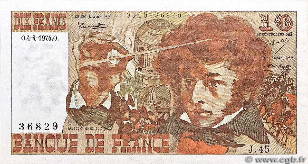 10 Francs BERLIOZ FRANKREICH 1974 F.63.04 VZ+
