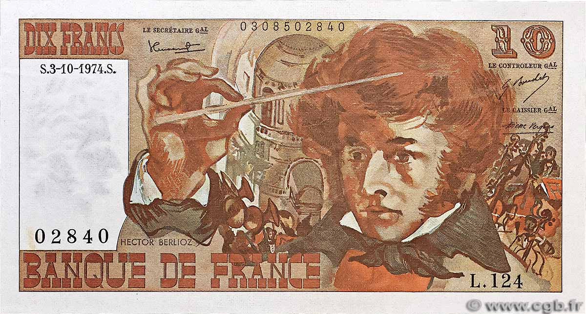 10 Francs BERLIOZ FRANCIA 1974 F.63.07b EBC+