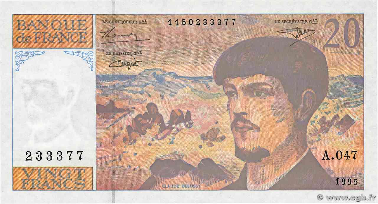 20 Francs DEBUSSY Modifié FRANCIA 1995 F.66ter.01A47 FDC
