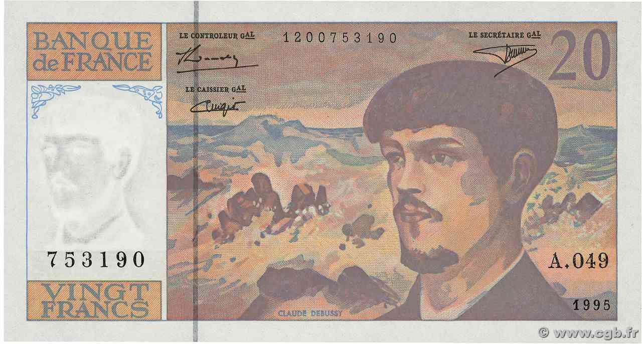20 Francs DEBUSSY Modifié FRANCE 1995 F.66ter.01A49 NEUF