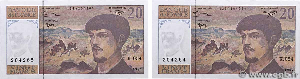 20 Francs DEBUSSY Modifié Consécutifs FRANCE 1997 F.66ter.02 NEUF